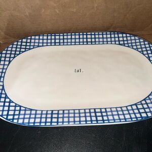 Rae Dunn Blue and White Plaid Serving Platter